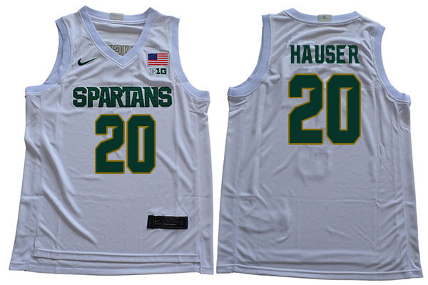Men Michigan State Spartans #20 Joey Hauser NCAA Nike Authentic White 2020 College Stitched Basketball Jersey HG41P25FD